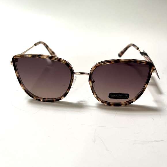NWT Original HOUSE OF HARLOW Cat Eye  Sunglasses Tortoise Shell Brown Metal Thin - Picture 2 of 6